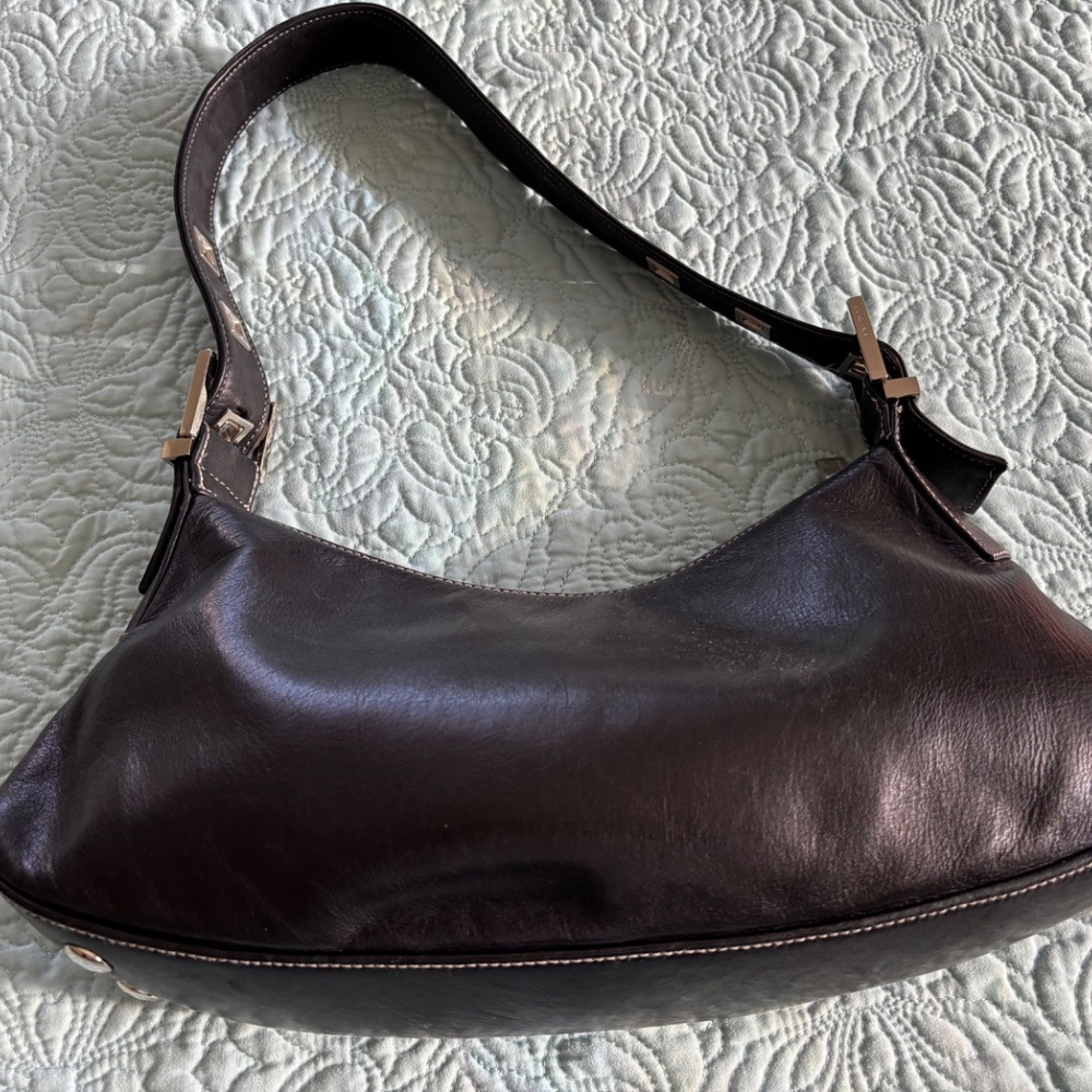 Ladies Black Leather Purse Vintage Perlina NY Designer Shoulder Handbag Medium - Picture 4 of 7